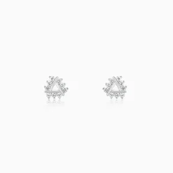 Silver Sparkly Triangle Earrings
