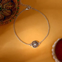Silver Sphere Floral Bracelet Rakhi