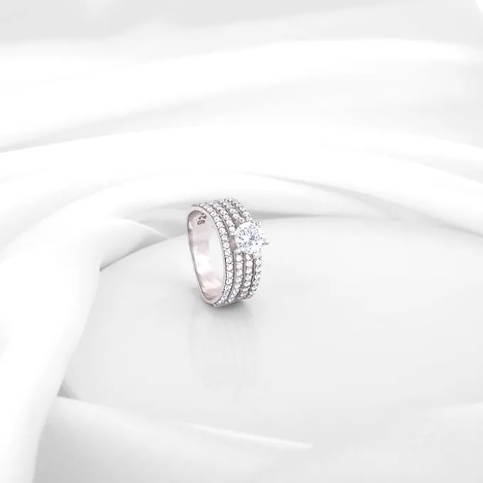 Silver Stacked Shine Ring