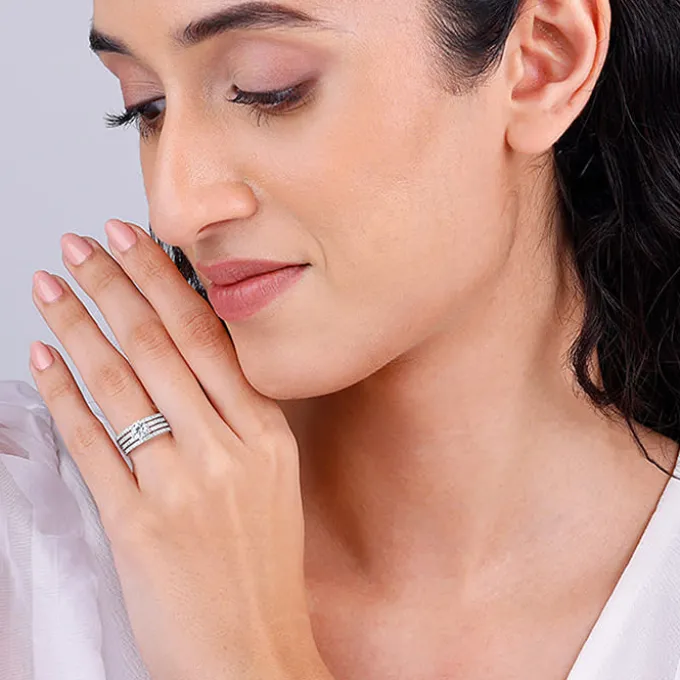 Silver Stacked Shine Ring
