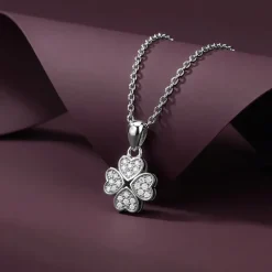 Silver Starlit Floral Pendant with Link Chain