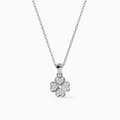 Silver Starlit Floral Pendant with Link Chain