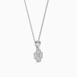 Silver Starlit Floral Pendant with Link Chain