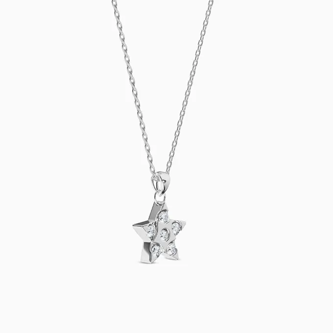 Silver Starlit Gleam Pendant with Link Chain
