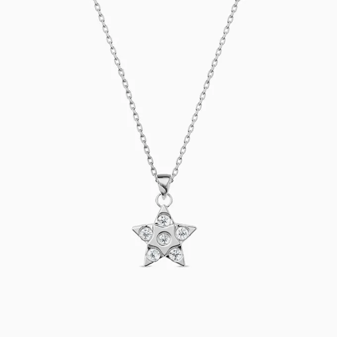 Silver Starlit Gleam Pendant with Link Chain