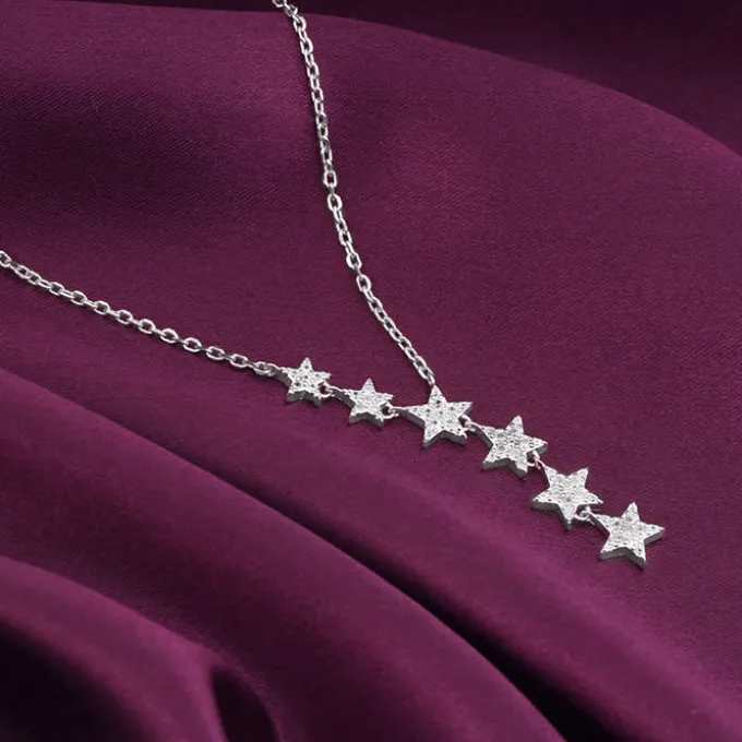 Silver Starry Drop Necklace