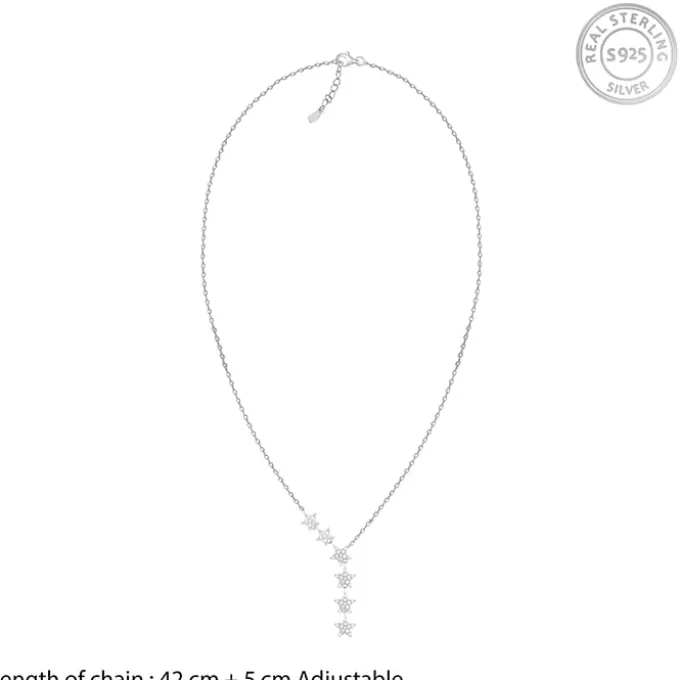 Silver Starry Drop Necklace