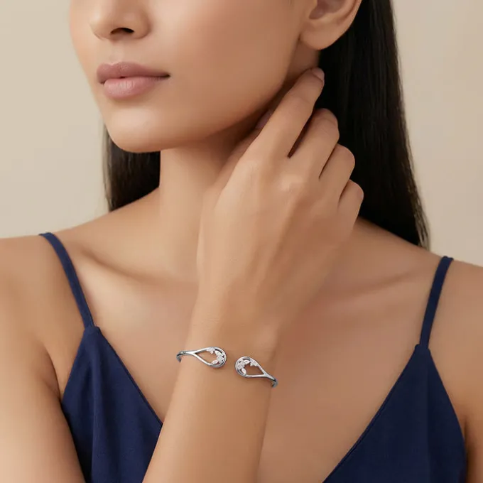 Silver Stayin' Alive Cuff Bracelet