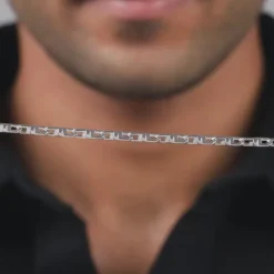 Silver Steel Stride Bracelet For Him
