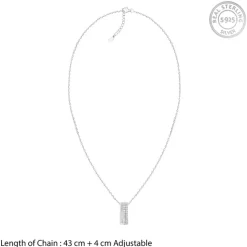 Silver Stellar Bar Pendant With Link Chain