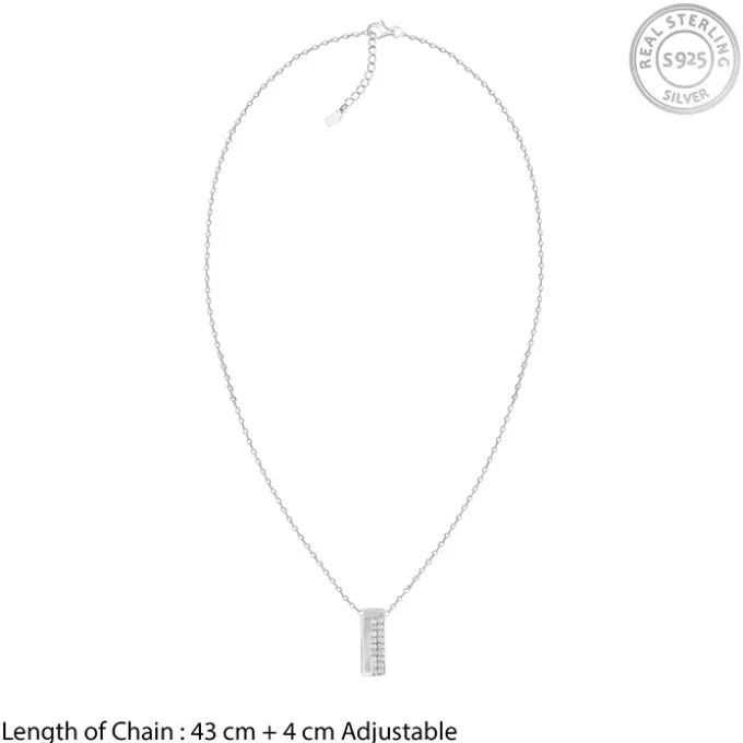 Silver Stellar Bar Pendant With Link Chain
