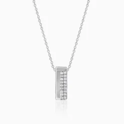 Silver Stellar Bar Pendant With Link Chain