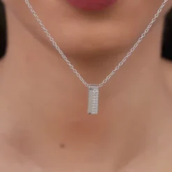 Silver Stellar Bar Pendant With Link Chain