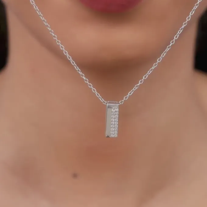 Silver Stellar Bar Pendant With Link Chain