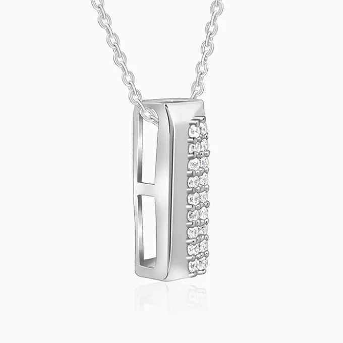 Silver Stellar Bar Pendant With Link Chain