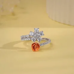 Silver Studded Rose Ring