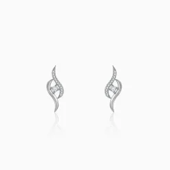Silver Studded Wave Earrings
