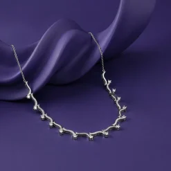 Silver Studded Wave Necklace