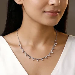 Silver Studded Wave Necklace