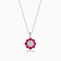 Silver Stunning Floret Pendant With Link Chain