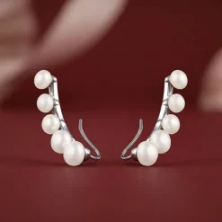 Silver Susan Pearl Climber Earrings