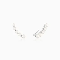 Silver Susan Pearl Climber Earrings