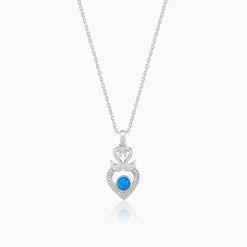 Silver Swan Heart Pendant With Link Chain
