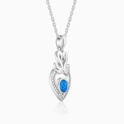 Silver Swan Heart Pendant With Link Chain