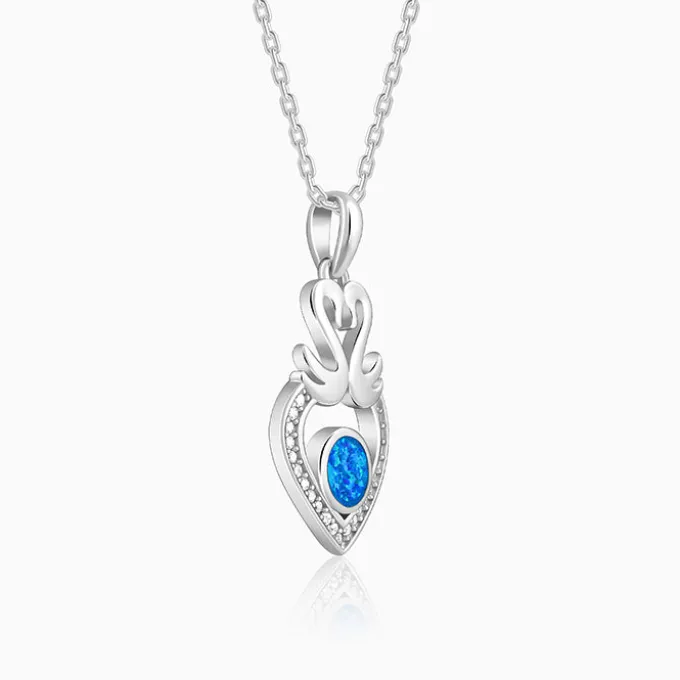 Silver Swan Heart Pendant With Link Chain