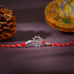 Silver Swastik Bloom Rakhi