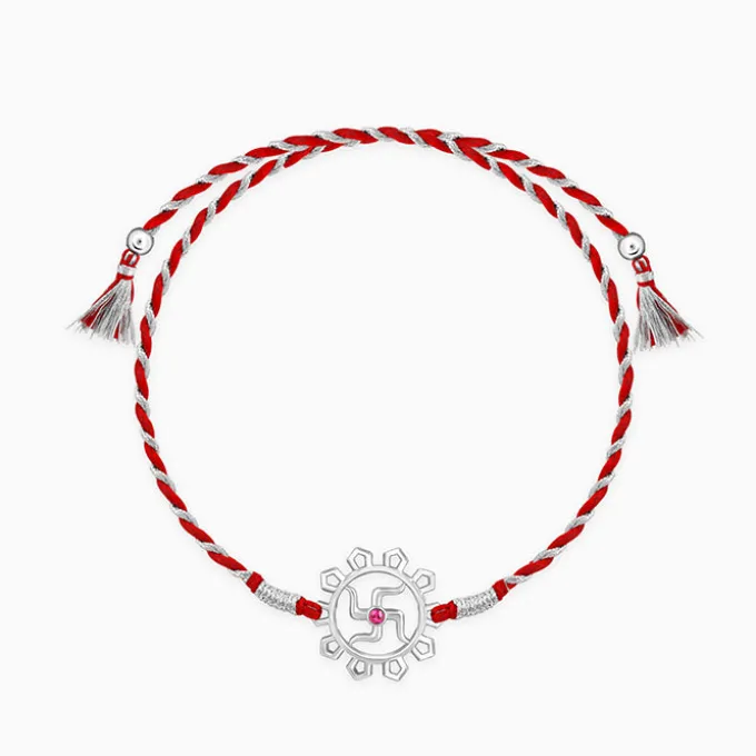 Silver Swastik Bloom Rakhi