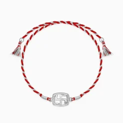 Silver Swastik In Square Rakhi