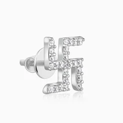 Silver Swastik Shine Stud For Him
