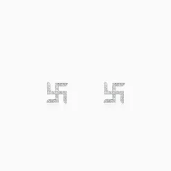 Silver Swastik Shine Stud For Him