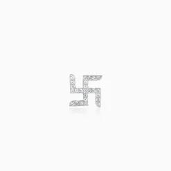 Silver Swastik Shine Stud For Him
