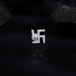 Silver Swastik Shine Stud For Him
