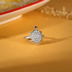 Silver Swastik Tortoise Ring