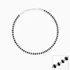 Silver Swaying Shadows Black Beads Anklet