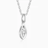 Silver Tear Drop Pendant With Link Chain