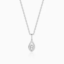 Silver Tear Drop Pendant With Link Chain