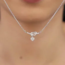 Silver Tied Heart Necklace