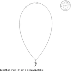 Silver Tiger Tooth Pendant with Link Chain For Him