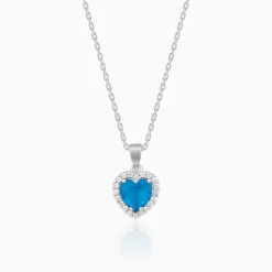 Silver Titanic Heart Of The Ocean Pendant With Link Chain