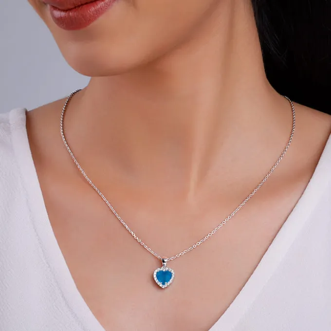 Silver Titanic Heart Of The Ocean Pendant With Link Chain