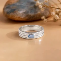 Silver Topaz Crown Ring For Him