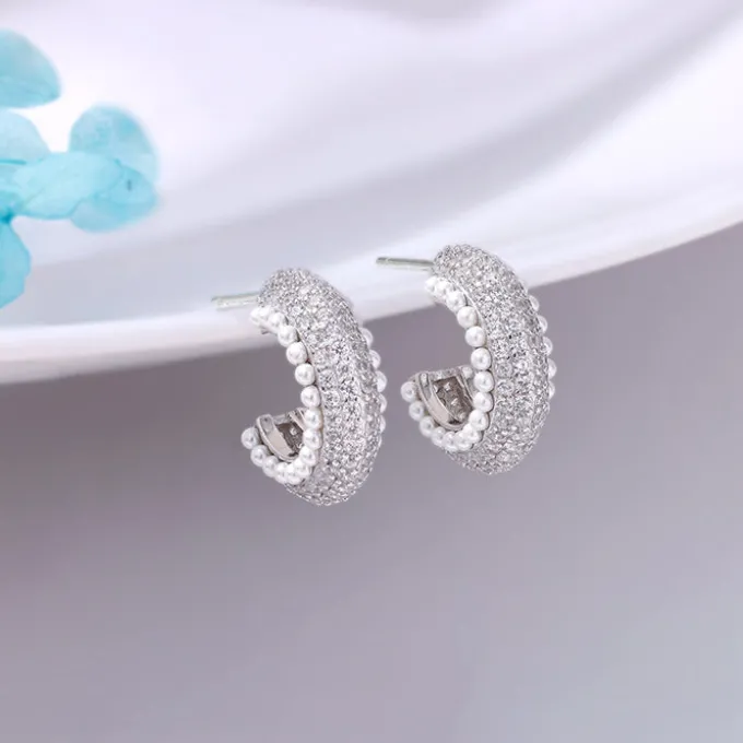 Silver Tribal J Hoop Earrings