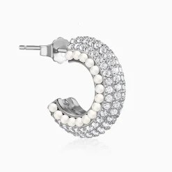 Silver Tribal J Hoop Earrings