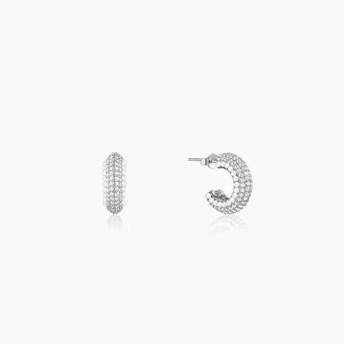 Silver Tribal J Hoop Earrings