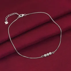 Silver Triple Flora Anklet