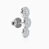 Silver Triple Orb Pave Earrings